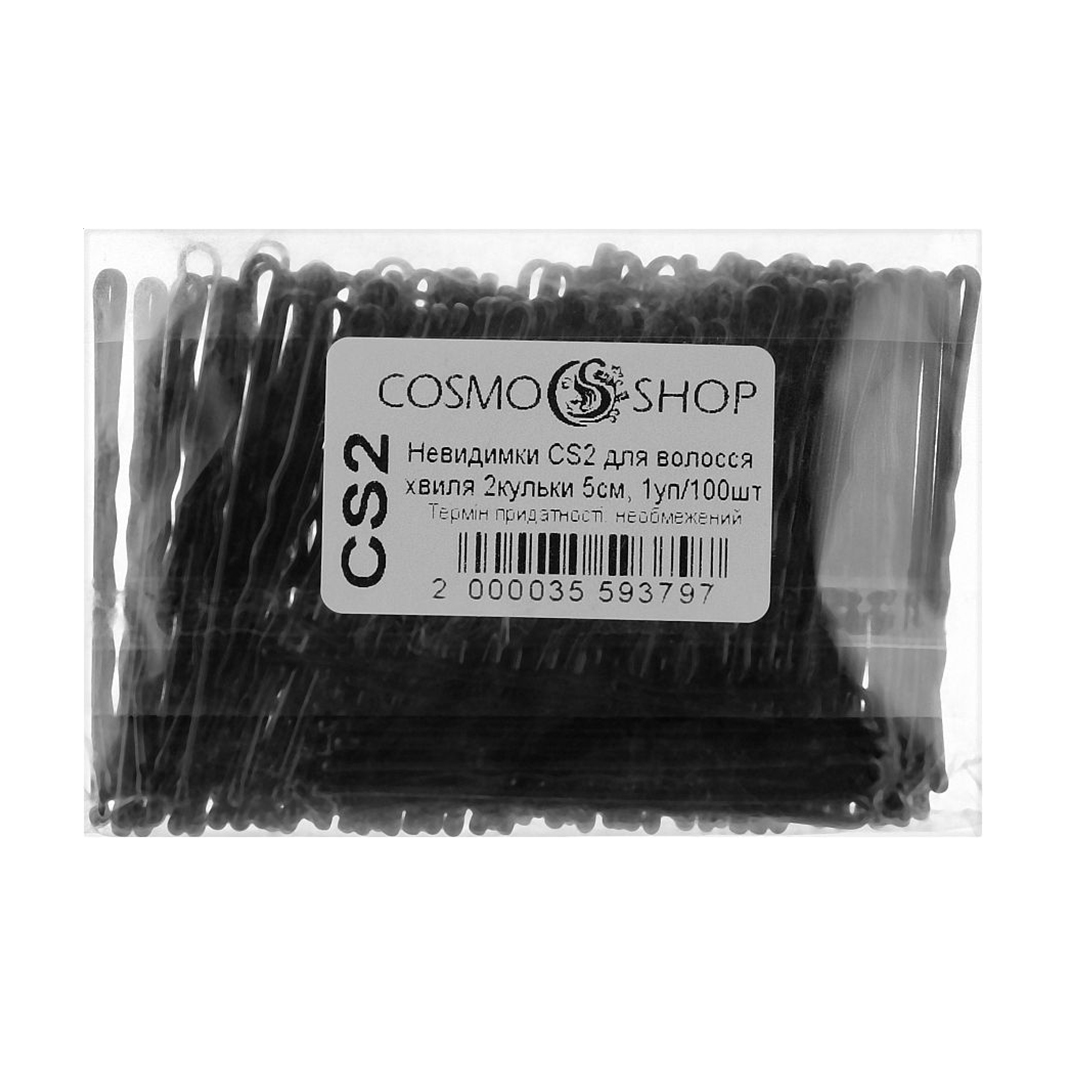 Невидимки для волосся Cosmo Shop хвилясті, чoрні, 50 мм, 100 шт (CS2)